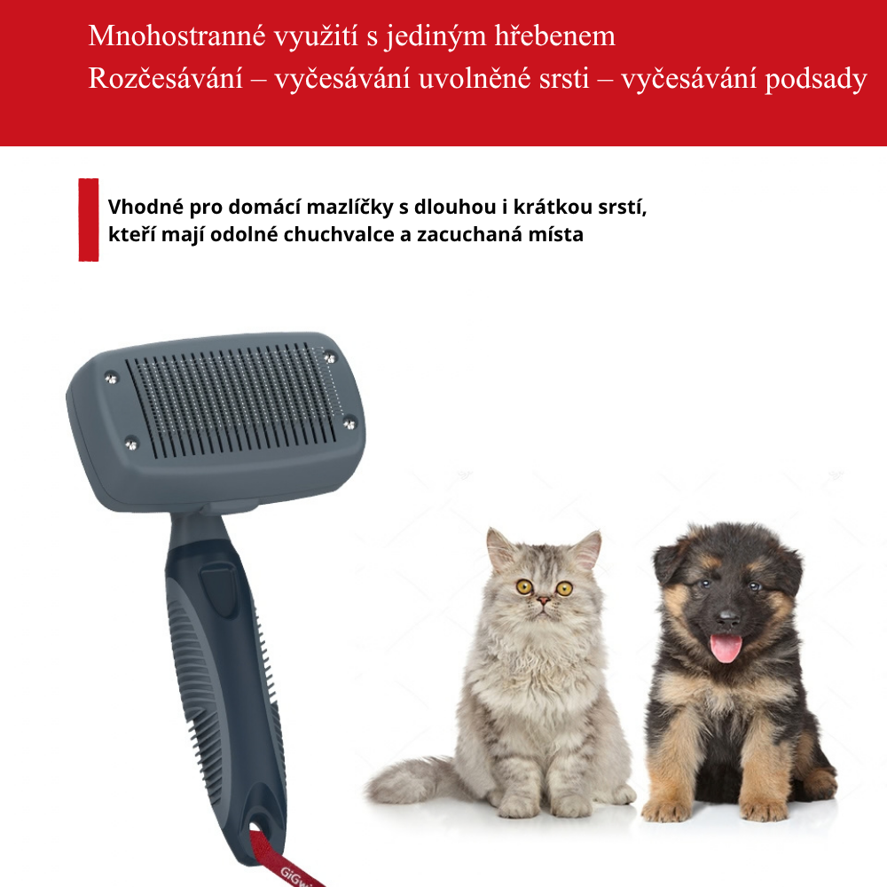Kartáč GiGwi Self Cleaning Slicker 2